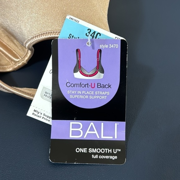 Bali Women's 34C One Smooth U Full Coverage Bra Beige Style 3470 NWT - Picture 8 of 10